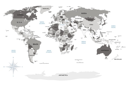 Tapeta čiernobiela mapa s modrým kontrastom