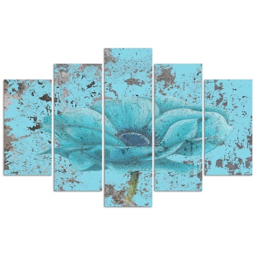 Obraz na plátně pětidílný Modrá vintage květina