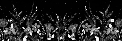 Obraz s kvetinovým ornamentom v čiernobielom prevedení