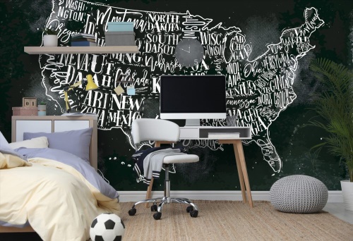Samolepiaca tapeta náučná mapa USA s jednotlivými štátmi