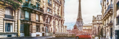 Obraz pohľad na Eiffelovu vežu z ulice Paríža