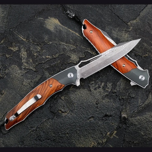 KnifeBoss damaškový zavírací nůž Titan Rose wood