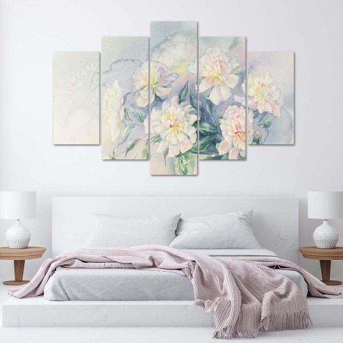 Obraz na plátně pětidílný Kytice květiny Bílá