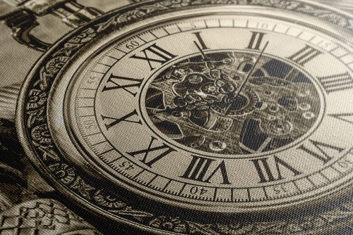 Obraz hodinky z minulosti v sépiovom prevedení