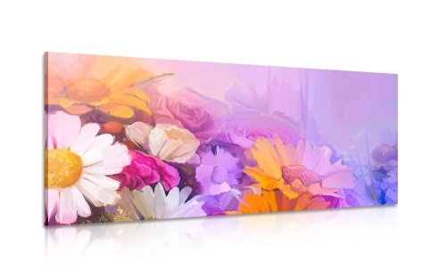 Obraz olejomaľba pestrofarebných kvetov