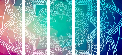 5-dielny obraz pastelová Mandala