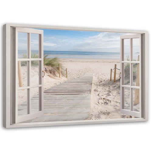 Obraz na plátně, Okno s výhledem na pláž