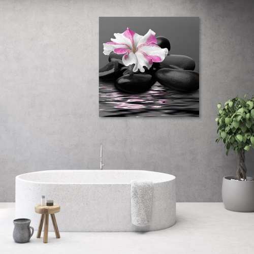 Obraz na plátně, Kameny růžové květ zen