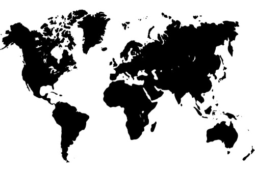 Obraz mapa v čiernobielom prevedení