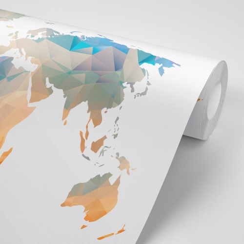 Samolepiaca tapeta polygonálna mapa sveta