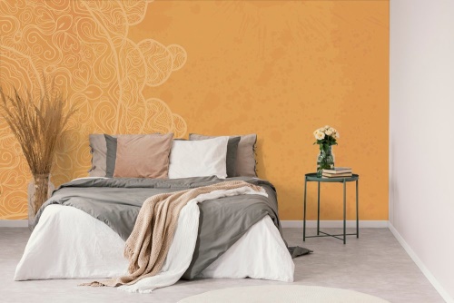 Samolepiaca tapeta oranžová arabeska na abstraktnom pozadí