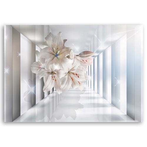Obraz na plátně, Květiny na 3D chodbě