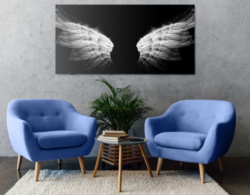 Obraz čiernobiele anjelské krídla