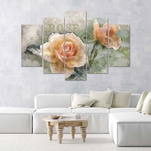 Obraz na plátně pětidílný Čajová růže Květiny