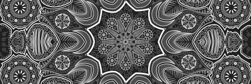 Obraz indická Mandala s kvetinovým vzorom v čiernobielom prevedení