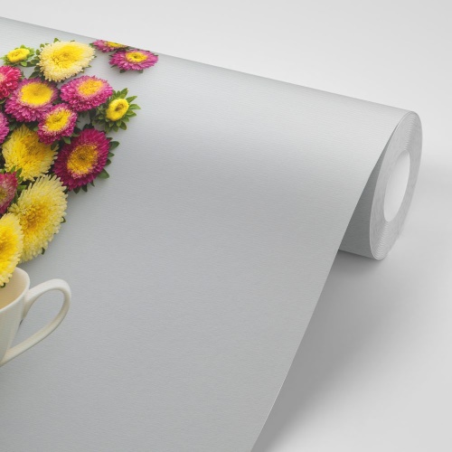 Samolepiaca fototapeta šálka plná kvetov