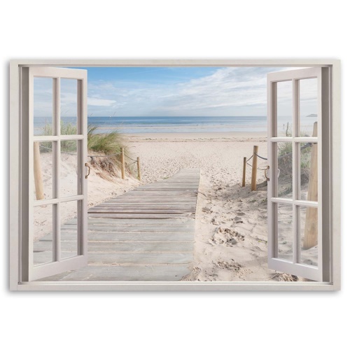Obraz na plátně, Okno s výhledem na pláž
