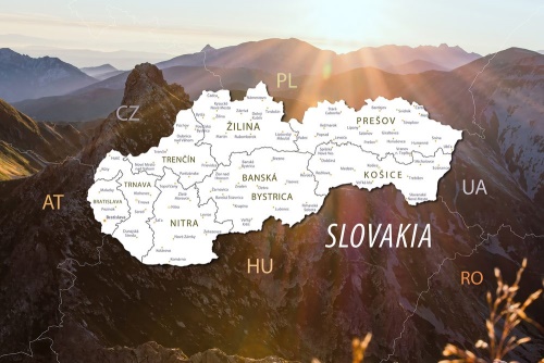 Obraz mapa Slovenska s pozadím hôr