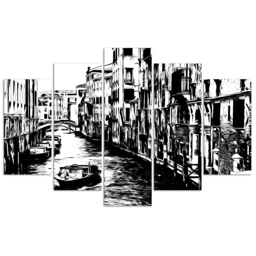 Obraz na plátně pětidílný Benátky Itálie Černá a bílá