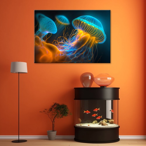 Obraz na plátně, Medúza pod vodou Neon