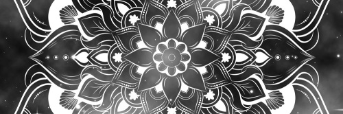 Obraz moderná Mandala s orientálnym vzorom v čiernobielom prevedení