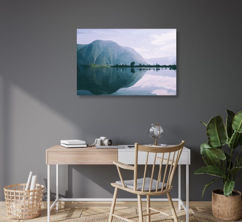 Obraz maľovaná scenéria horského jazera