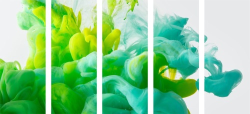 5-dielny obraz atrament v zelenom odtieni