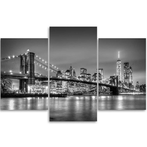 Obraz na plátně třídílný Brooklynský most New York
