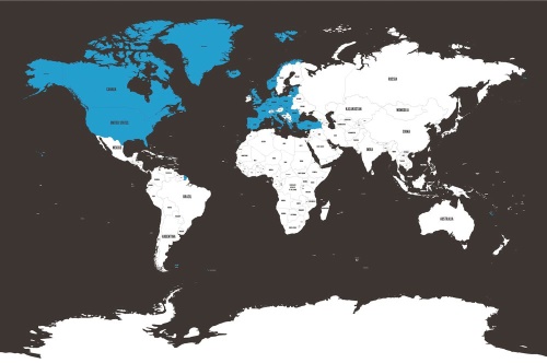 Samolepiaca tapeta moderná mapa s modrým kontrastom