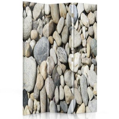 Ozdobný paraván, Kameny na pláži - 110x170 cm, trojdielny, obojstranný paraván 360°