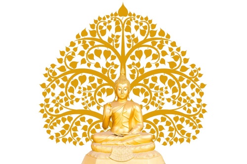 Samolepiaca tapeta Budha so stromom života