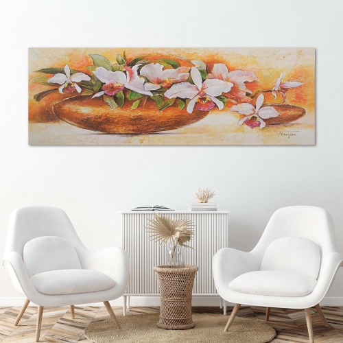 Obraz na plátně Květiny malování váza oranžová