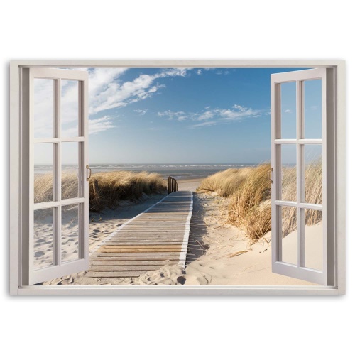 Obraz na plátně Výhled z okna na pláž