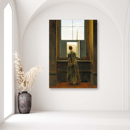 Obraz na plátně Žena u okna - Friedrich,