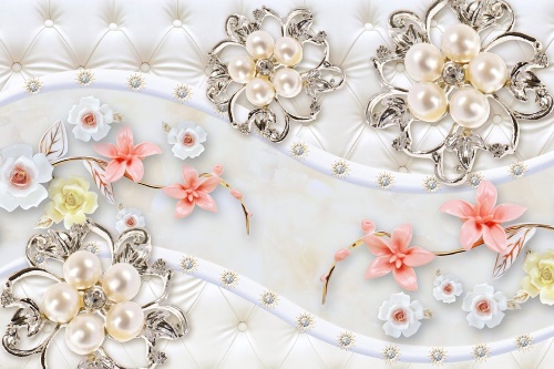 Samolepiaca tapeta luxusné kvetinové šperky