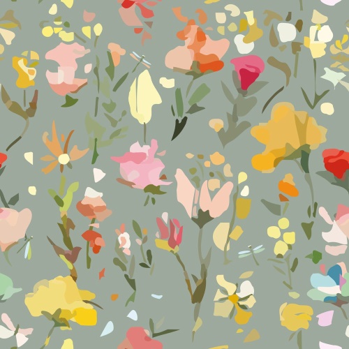 Samolepiaca tapeta abstraktné namaľované kvety - 75x1000 cm