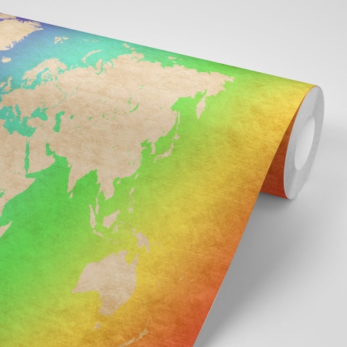 Samolepiaca tapeta pastelová mapa sveta