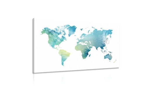 Obraz mapa sveta v akvarelovom prevedení
