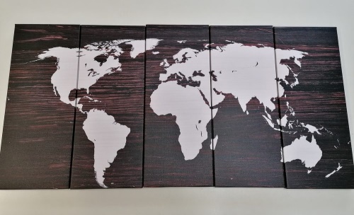 5-dielny obraz mapa sveta na dreve