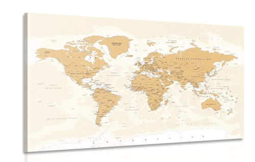 Obraz mapa sveta s vintage nádychom