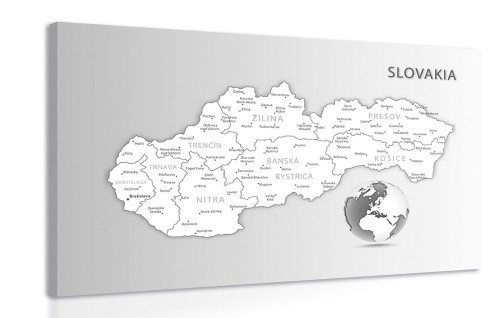 Obraz čiernobiela mapa Slovenskej republiky