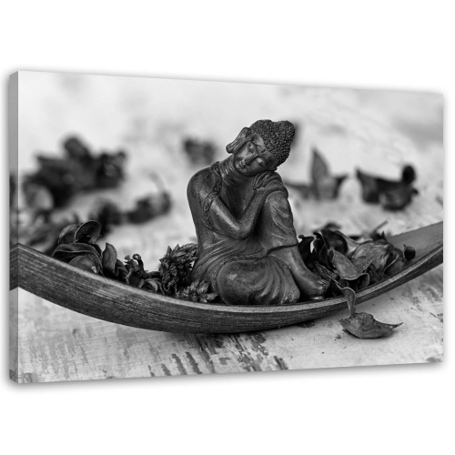 Obraz na plátně Buddha Zen Spa černá a bílá