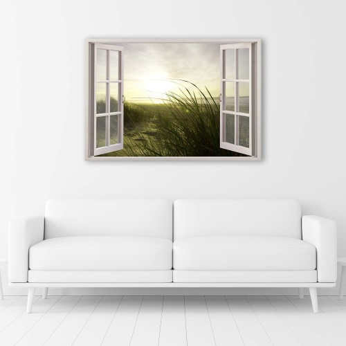 Obraz na plátně Pohled z okna Plážová tráva
