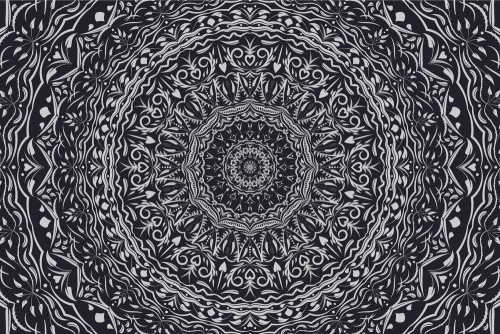 Samolepiaca tapeta Mandala vo vintage štýle v čiernobielom
