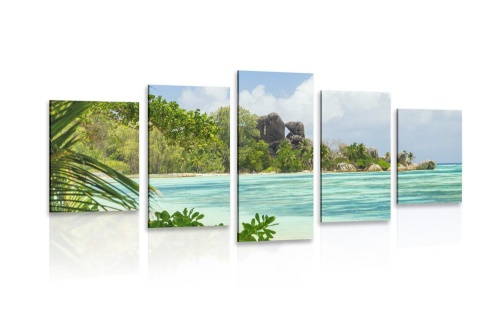 5-dielny obraz nádherná pláž na ostrove La Digue