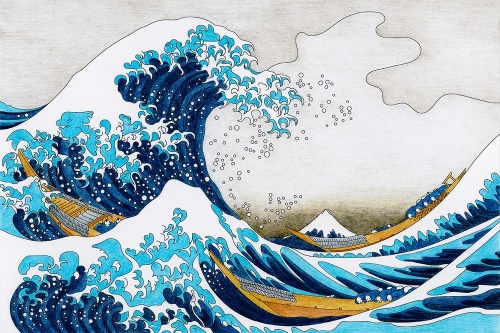 Samolepiaca tapeta reprodukcia Veľká vlna z Kanagawa - Kacušika Hokusai