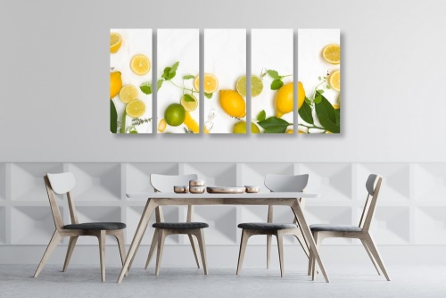 5-dielny obraz zmes citrusových plodov