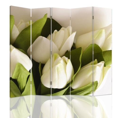Ozdobný paraván Bílé květy tulipánů