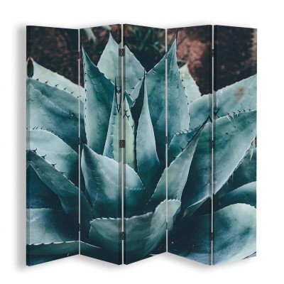 Ozdobný paraván Kaktusy Sukulenty Květiny - 180x170 cm, päťdielny, obojstranný paraván 360°