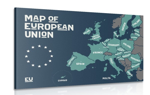 Obraz náučná mapa s názvami krajín európskej únie